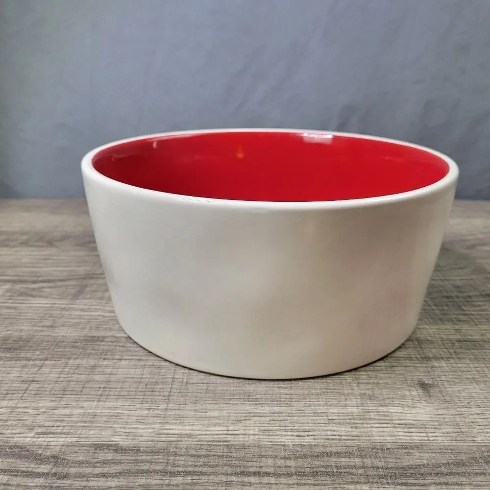 Rae Dunn Artisan Collection Farmhouse White And Red Deck The Paws Ceramic Dog...